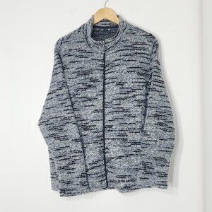 Women's Black & Gray Marled Long Sleeve High Neck Full Zip-Up Comfy Sweater